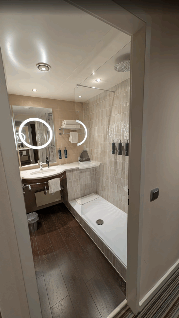 ヒルトン・ガーデン・イン・フランクフルト空港の清潔なバスルームと洗面台