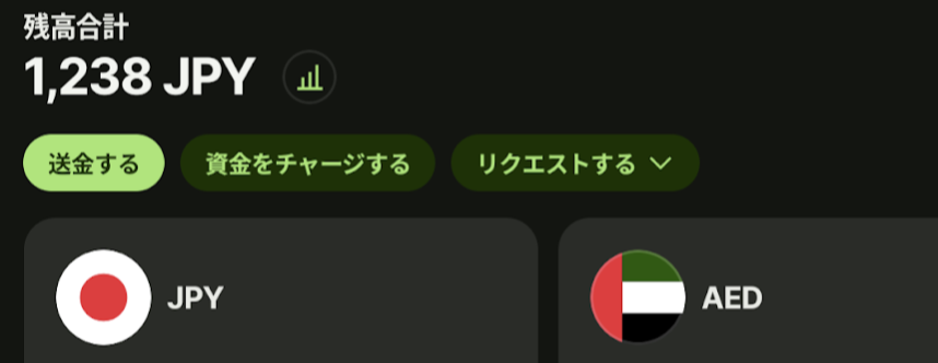 海外出張で使い倒して1,238円しか入っていないWise口座